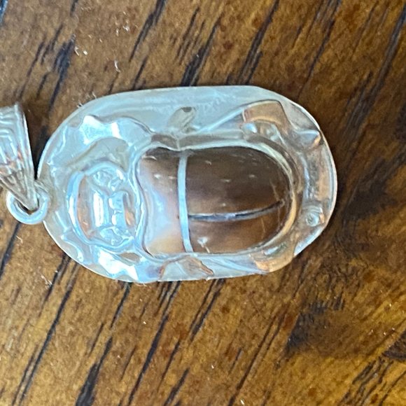 Sliver Scarab Amulet with Symbols from Ancient Egypt - Picture 8 of 11